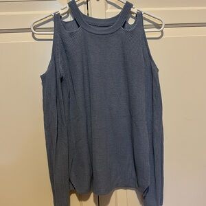 WORN ONCE blue/gray sweater with shoulder cutouts